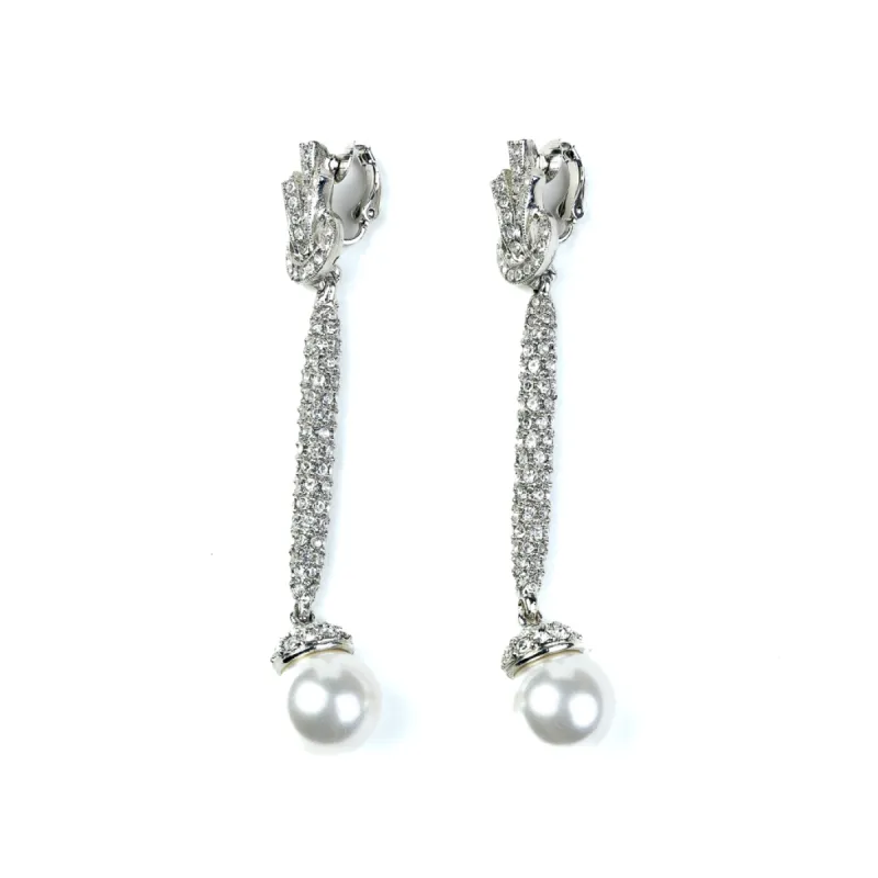 Pearl Bottom Rhinestone Drop Clip On Earrings sold by Kenneth Jay Lane