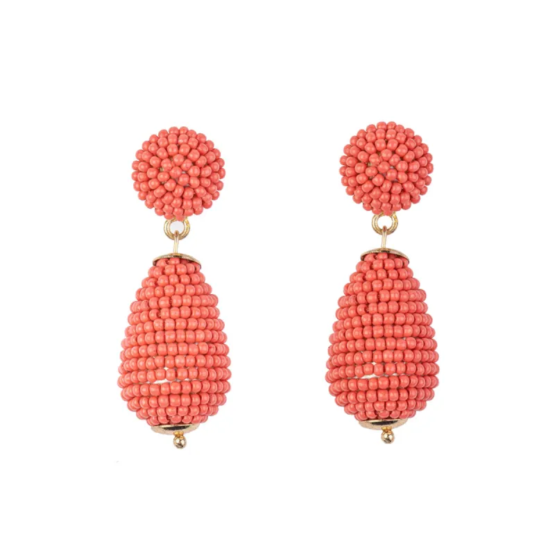 Coral Seed Bead Earring sold by Kenneth Jay Lane