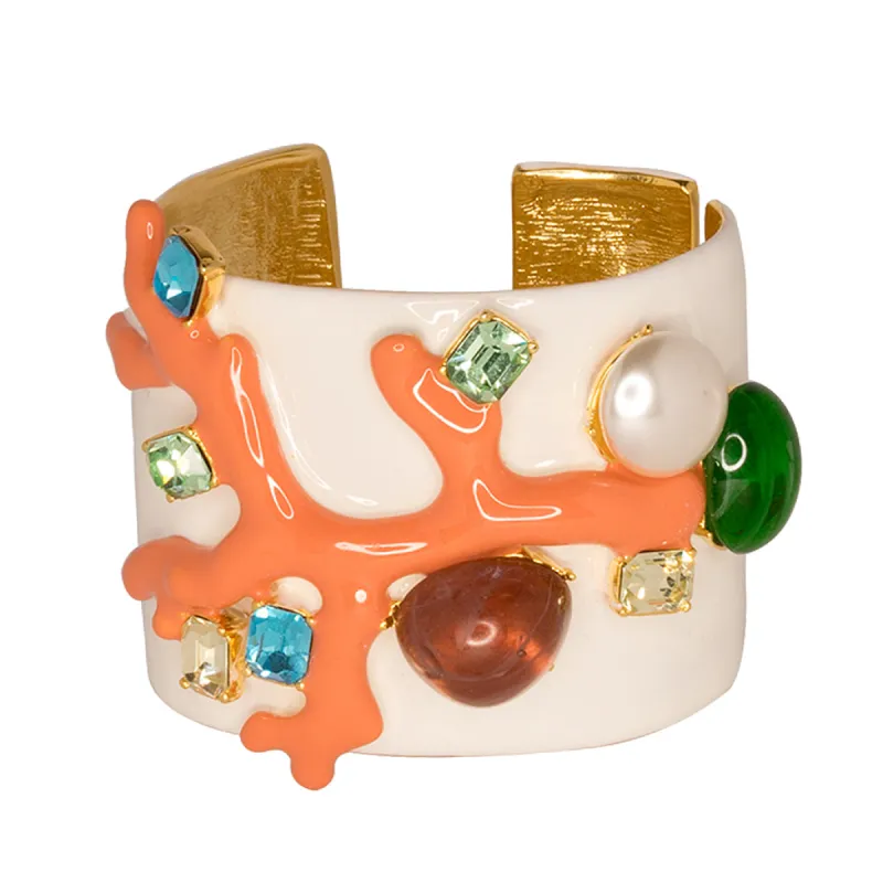 White & Coral Cuff sold by Kenneth Jay Lane