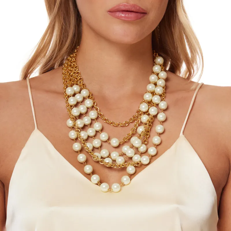Gold Chains with Pearls Necklace sold by Kenneth Jay Lane
