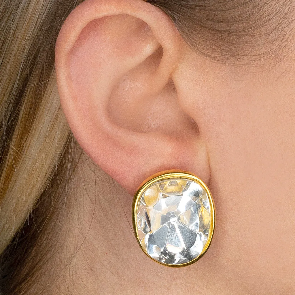 Faceted Crystal Headlight Clip Earrings sold by Kenneth Jay Lane product image thumbnail 2