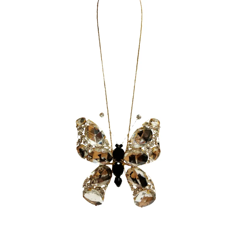 Vintage Gold & Crystal Butterfly Pendant Necklace sold by Kenneth Jay Lane