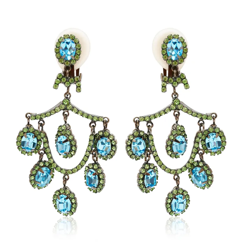 Peridot & Aqua Chandelier Earrings sold by Kenneth Jay Lane