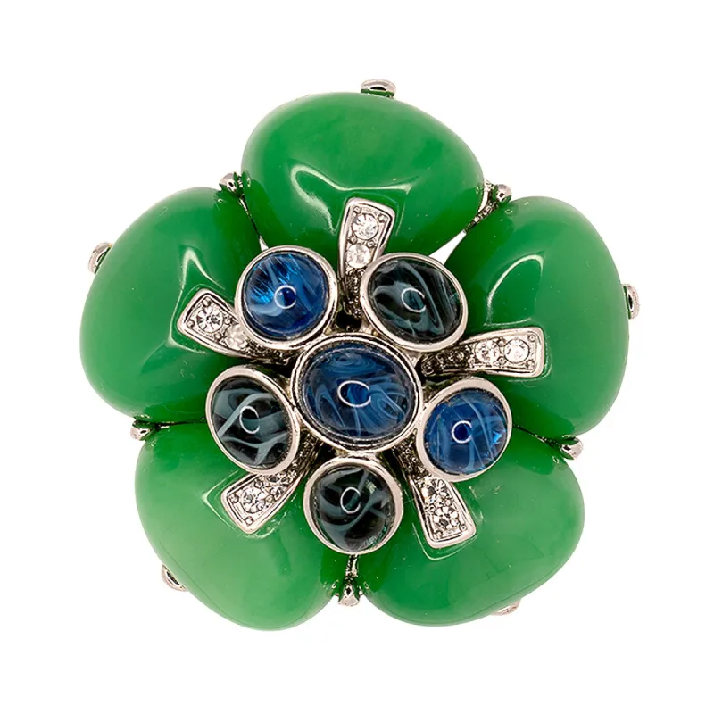 Jade & Flawed Montana Flower Pin sold by Kenneth Jay Lane