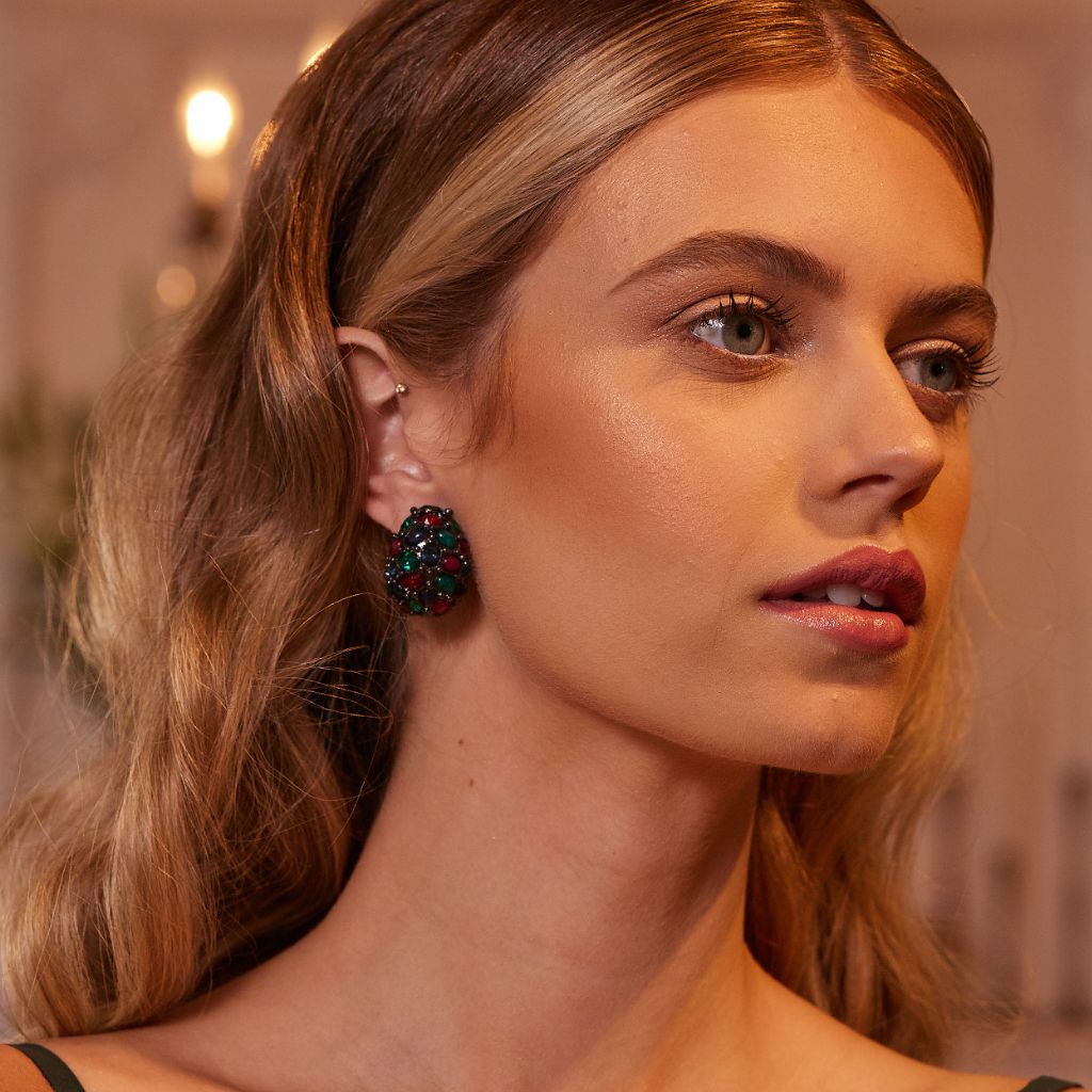 Ruby and Emerald Cluster Earring sold by Kenneth Jay Lane product image thumbnail 3