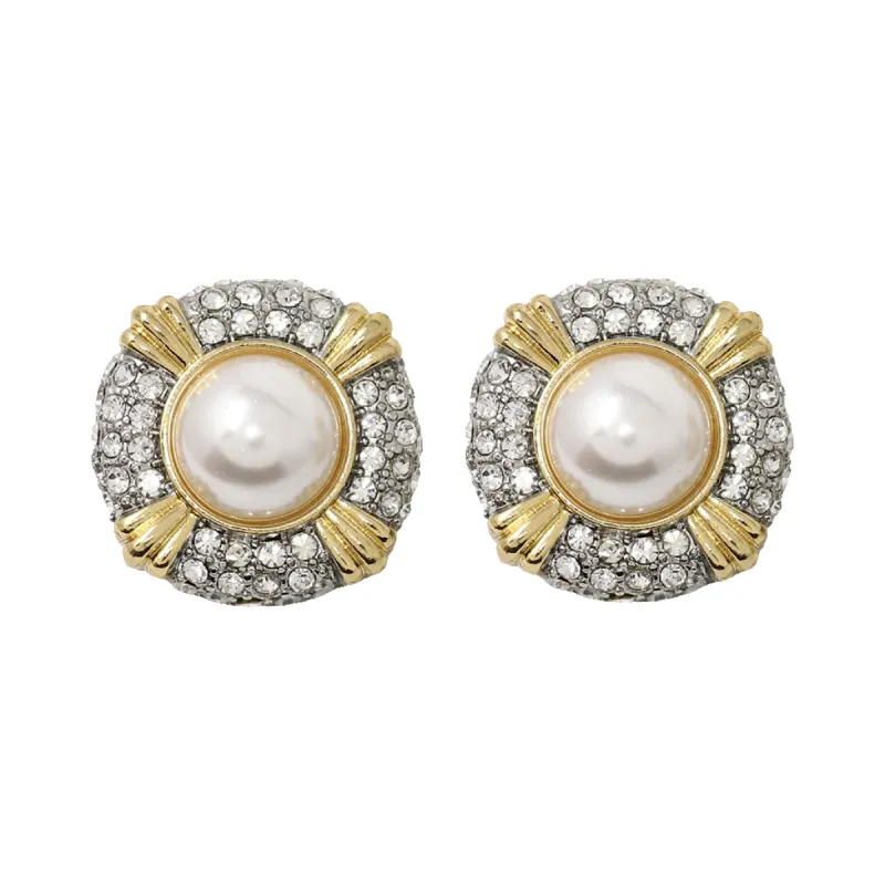 Two Tone White Pearl Earring sold by Kenneth Jay Lane