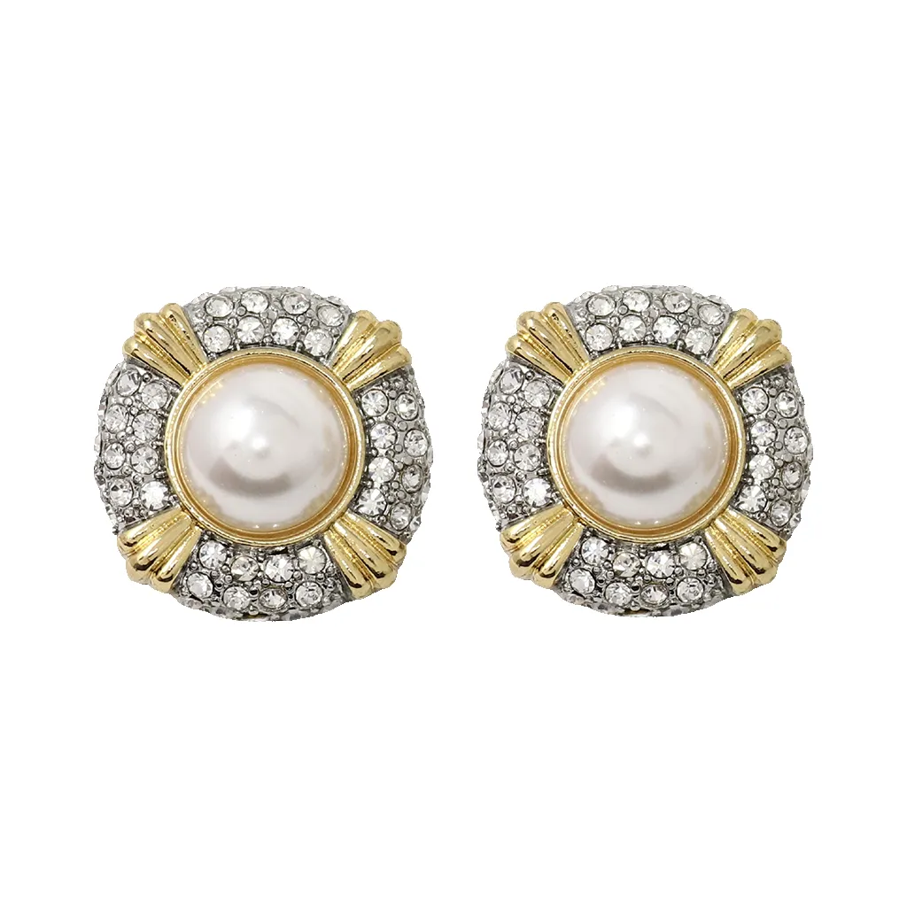 Two Tone White Pearl Earring sold by Kenneth Jay Lane