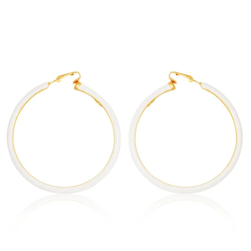 Ivory & Gold Clip-On Hoop Earrings sold by Kenneth Jay Lane