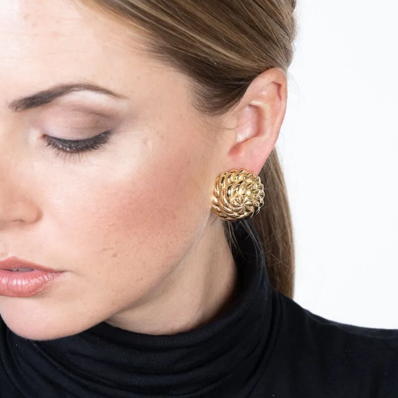 Domed Button Clip Earrings sold by Kenneth Jay Lane