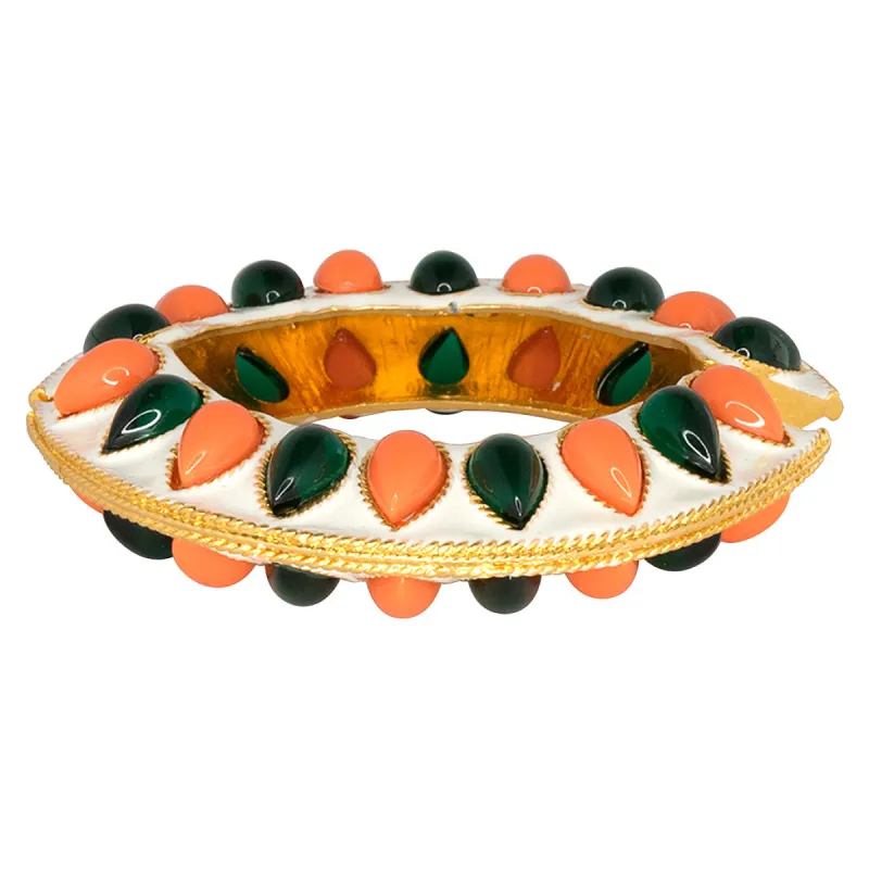 Coral & Emerald Stones White Bracelet sold by Kenneth Jay Lane