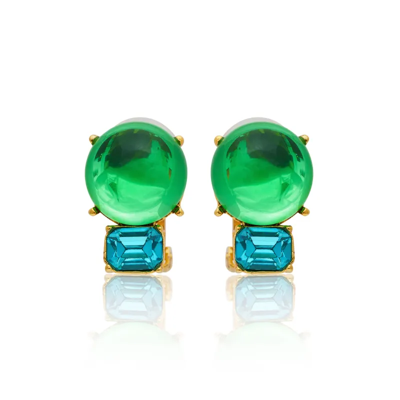 Peridot & Aqua Gold Clip Earrings sold by Kenneth Jay Lane