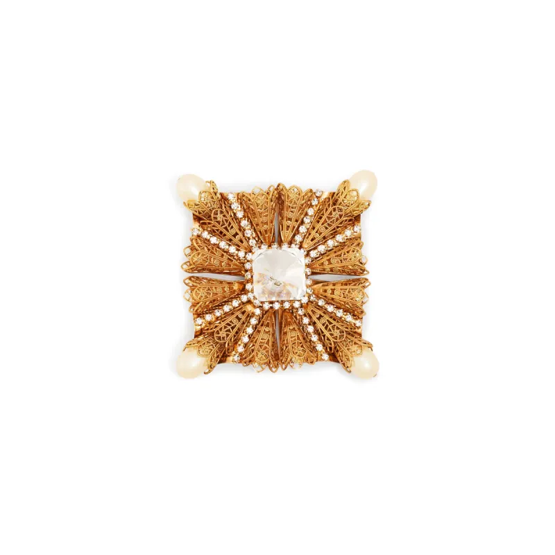Antique Gold & Crystal Filigree Pin sold by Kenneth Jay Lane
