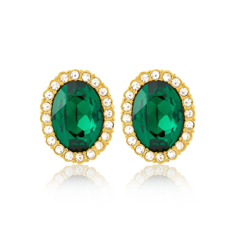 Emerald Oval Clip Earrings sold by Kenneth Jay Lane