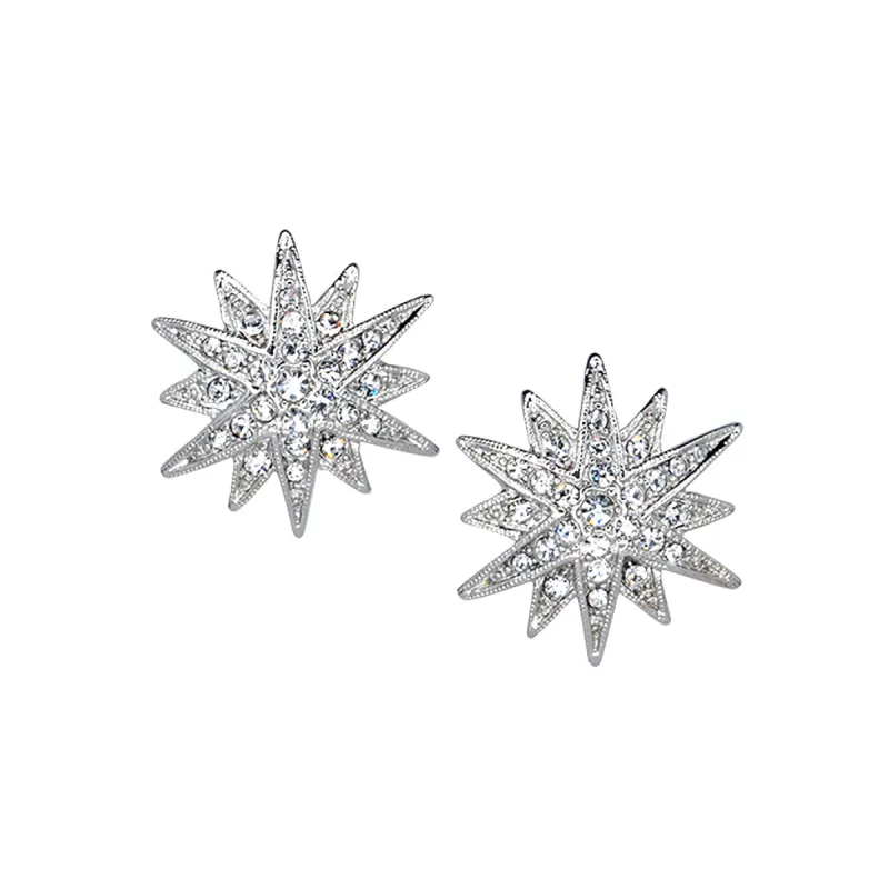 Crystal Starburst Pierced Earrings sold by Kenneth Jay Lane