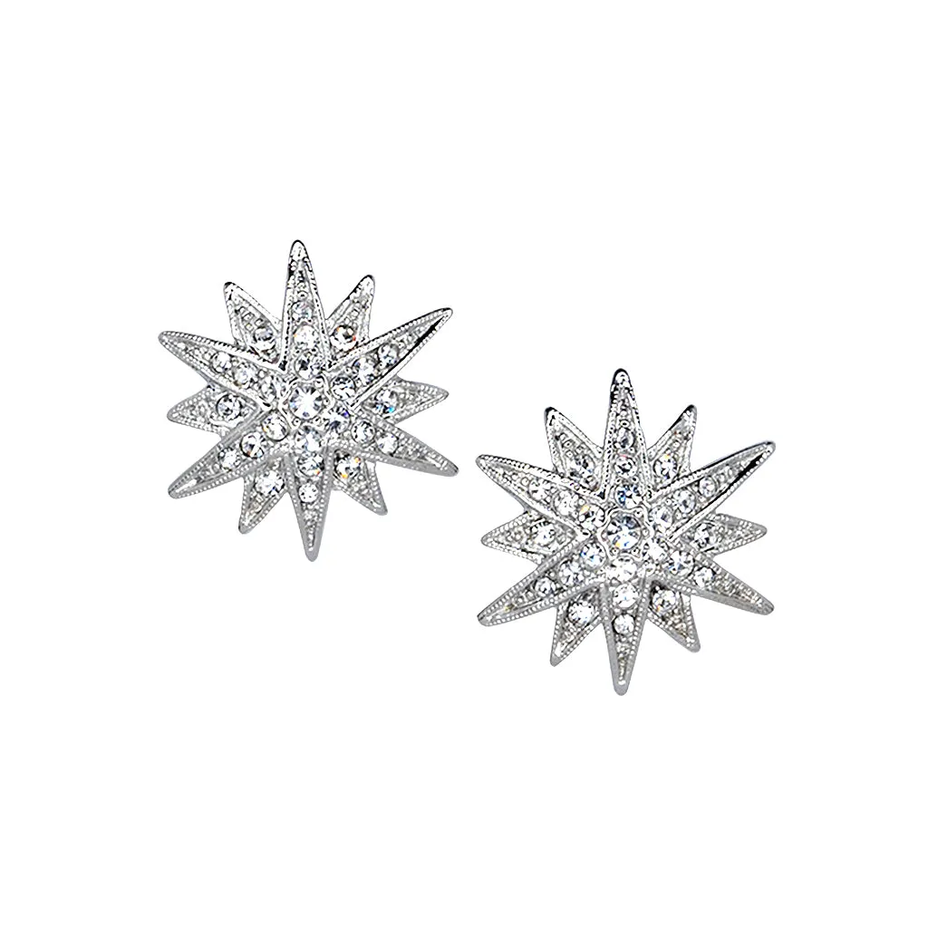 Crystal Starburst Pierced Earrings sold by Kenneth Jay Lane