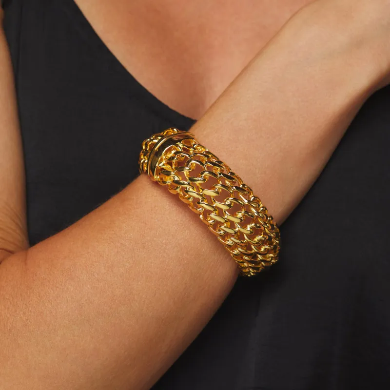 Wide Polished Gold Braided Bracelet sold by Kenneth Jay Lane