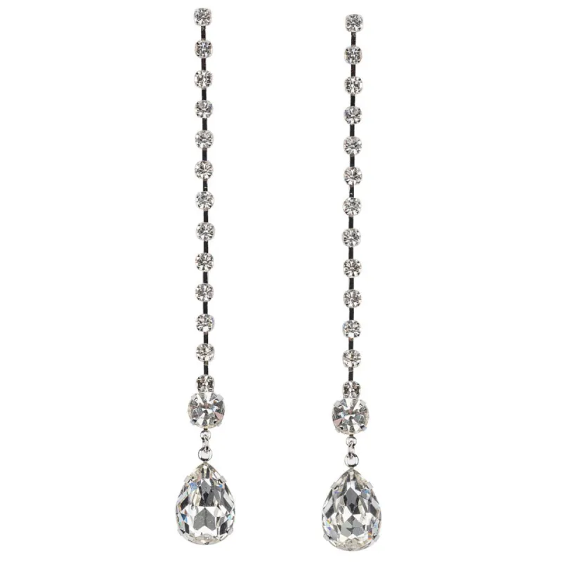 Crystal Teardrop Pierced Earrings sold by Kenneth Jay Lane