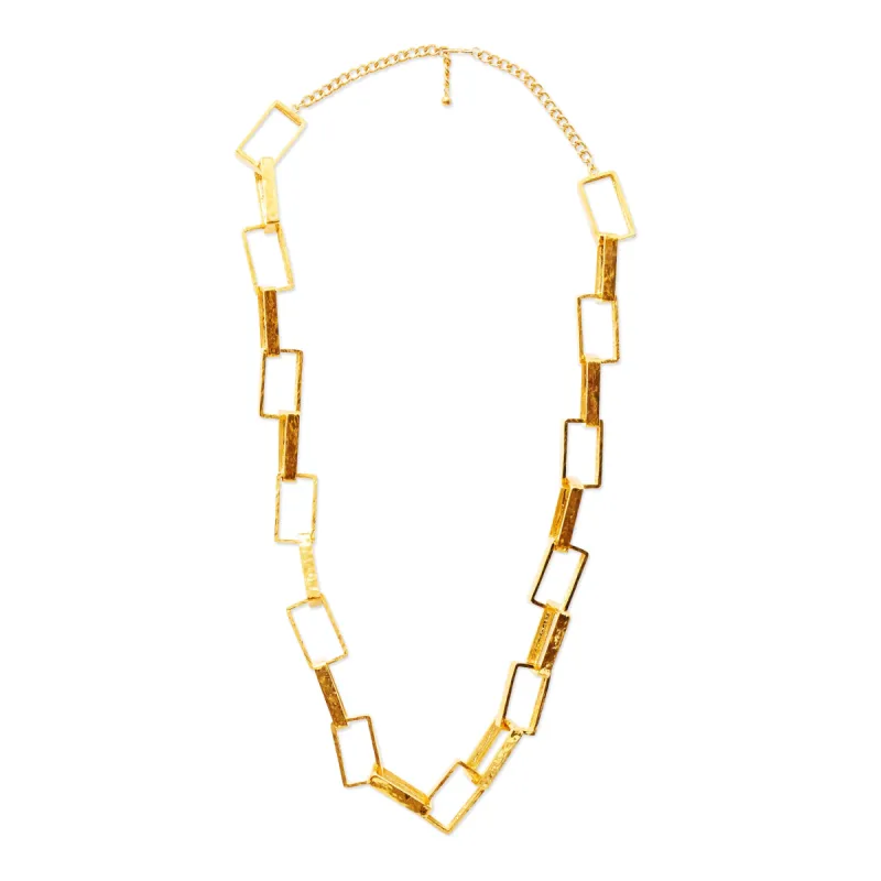 Gold Hammered Link Necklace sold by Kenneth Jay Lane