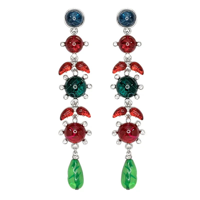 Sapphire, Ruby & Emerald Drop Pierced Earrings sold by Kenneth Jay Lane