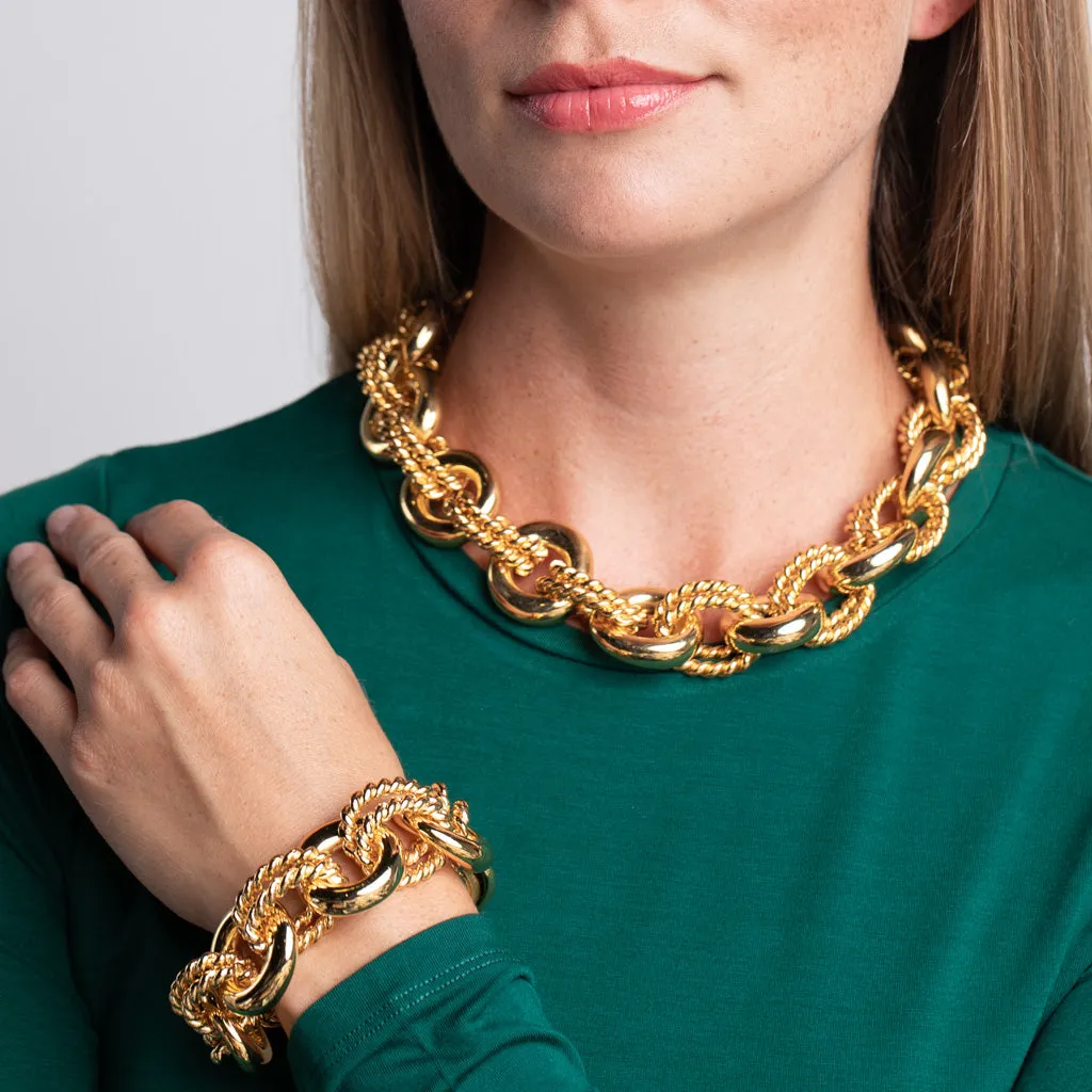 Polished Gold Rope Link Bracelet sold by Kenneth Jay Lane product image thumbnail 3