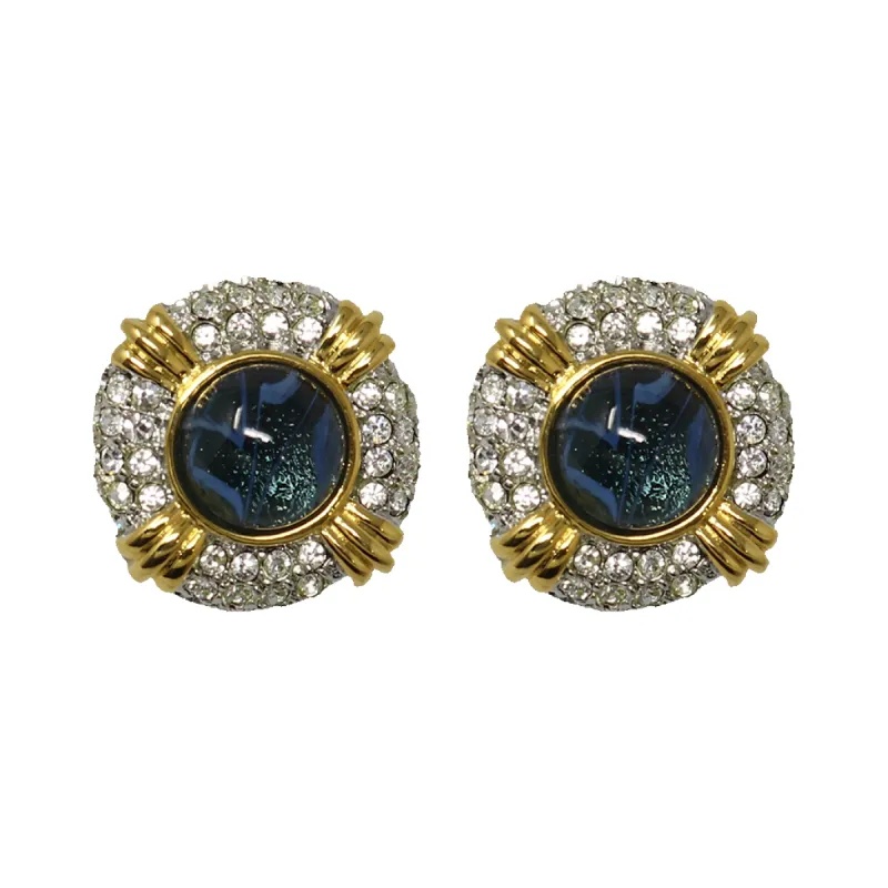 Two Tone Sapphire Crystal Earring sold by Kenneth Jay Lane