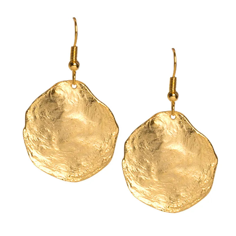 Brushed Satin Gold Disc Earrings sold by Kenneth Jay Lane