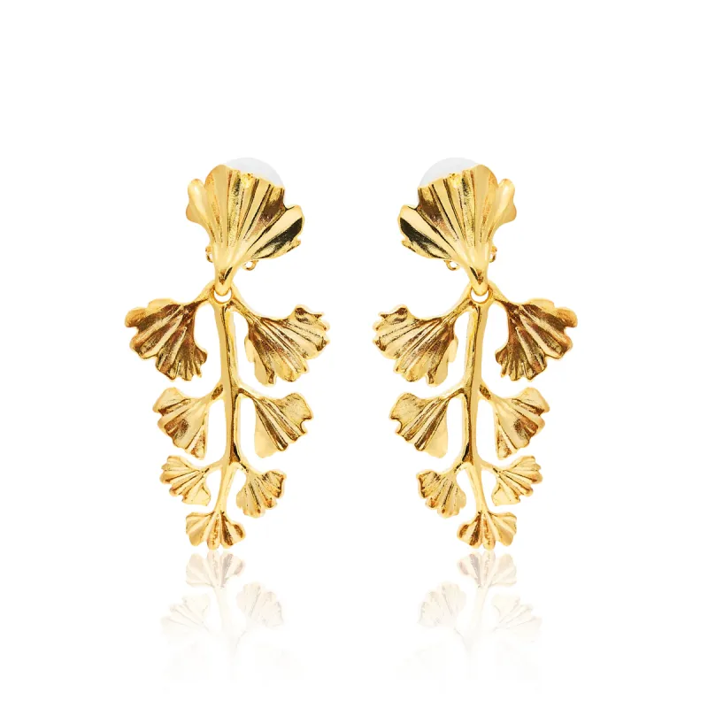 Gold Leaves & Vine Drop Clip Earrings sold by Kenneth Jay Lane