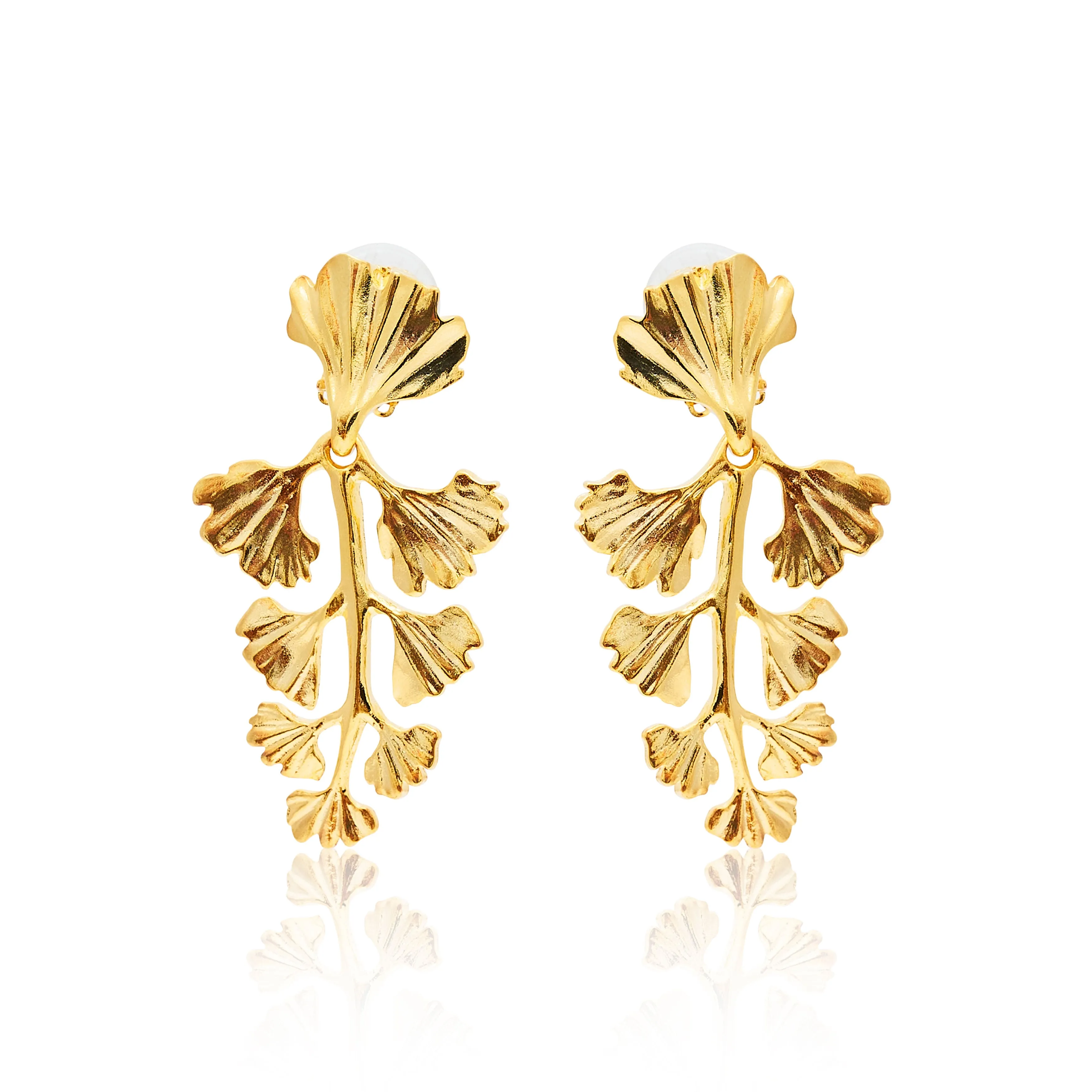 Gold Leaves & Vine Drop Clip Earrings sold by Kenneth Jay Lane