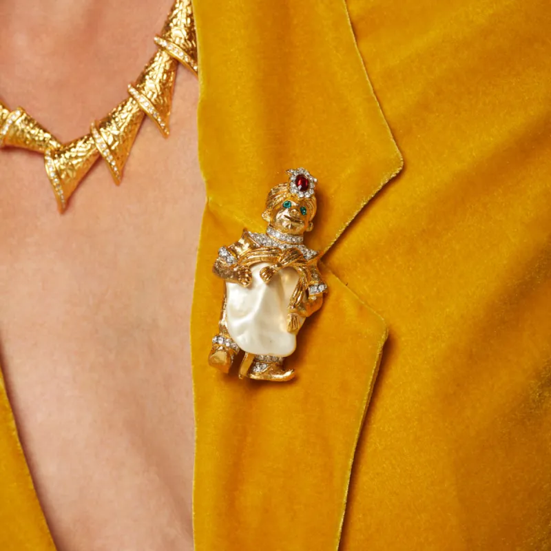 Satin Gold with Pearl Belly Pin sold by Kenneth Jay Lane