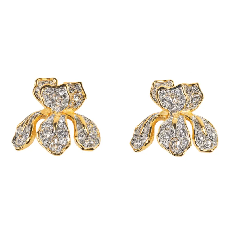 Gold and Crystal Iris Clip Earring sold by Kenneth Jay Lane