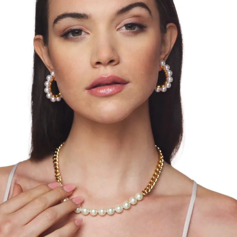 Cultura Pearl Hoop Pierced Earring made by Kenneth Jay Lane