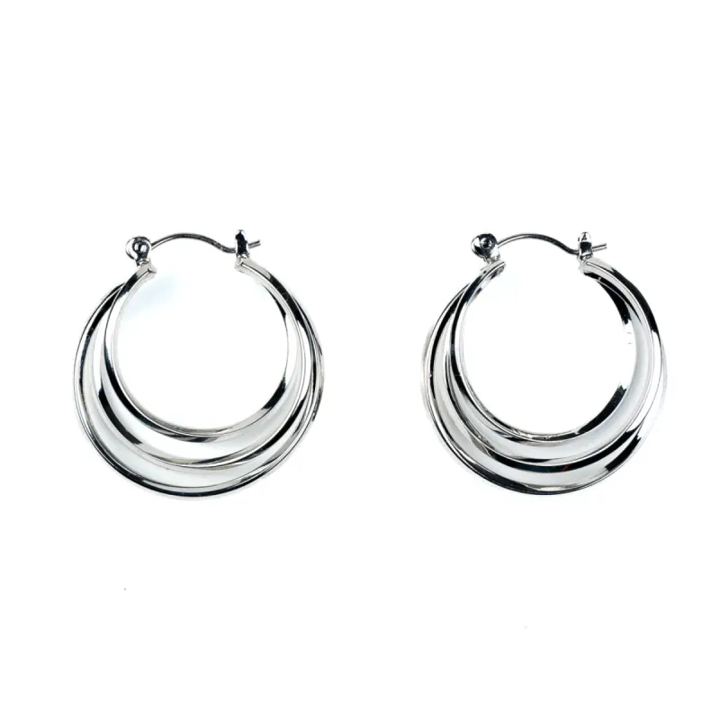 Silver Triple Interlocking Hoop Earrings sold by Kenneth Jay Lane