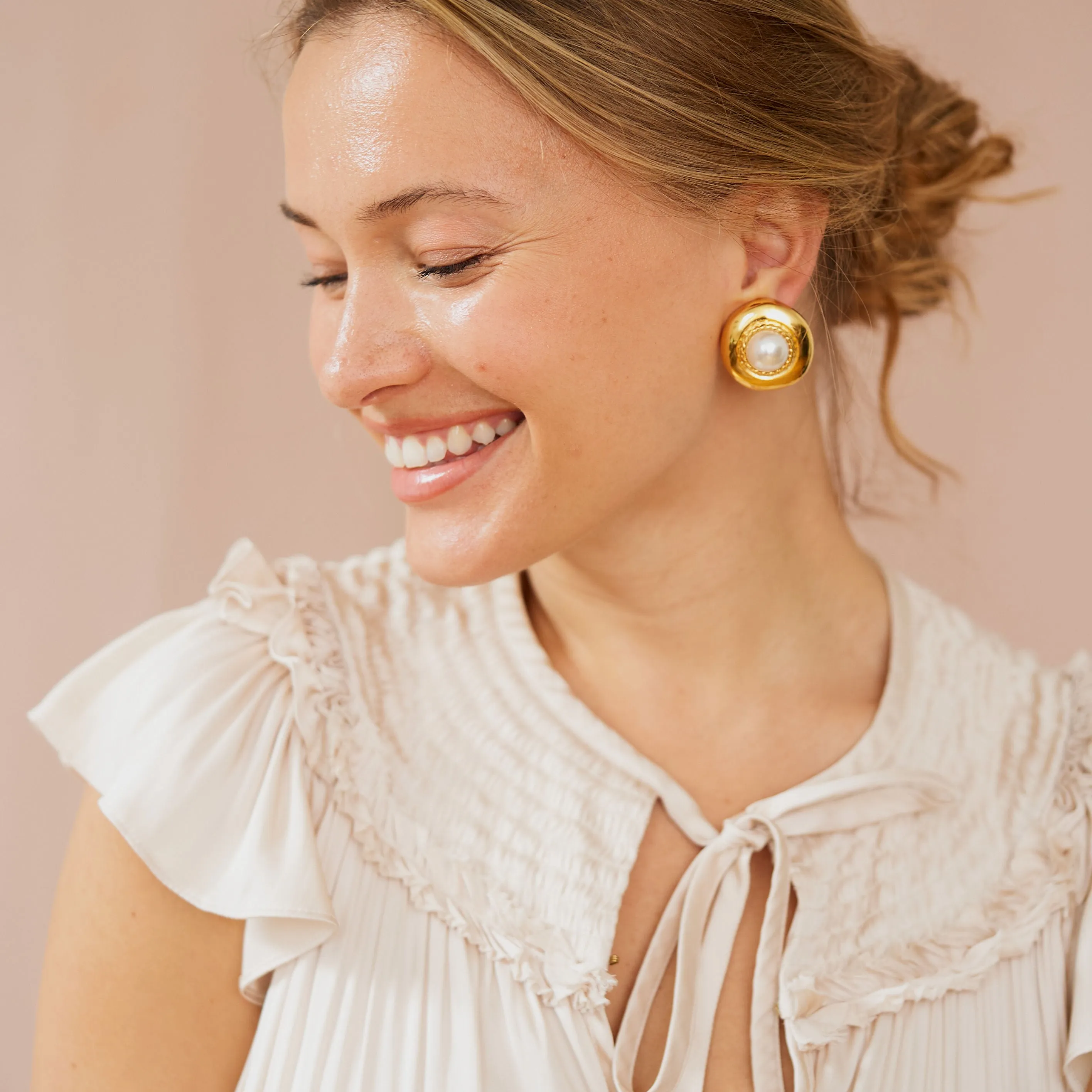 Pearl Center Clip Earrings sold by Kenneth Jay Lane product image thumbnail 2