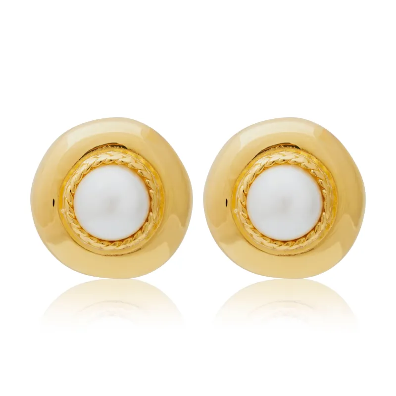 Pearl Center Clip Earrings sold by Kenneth Jay Lane