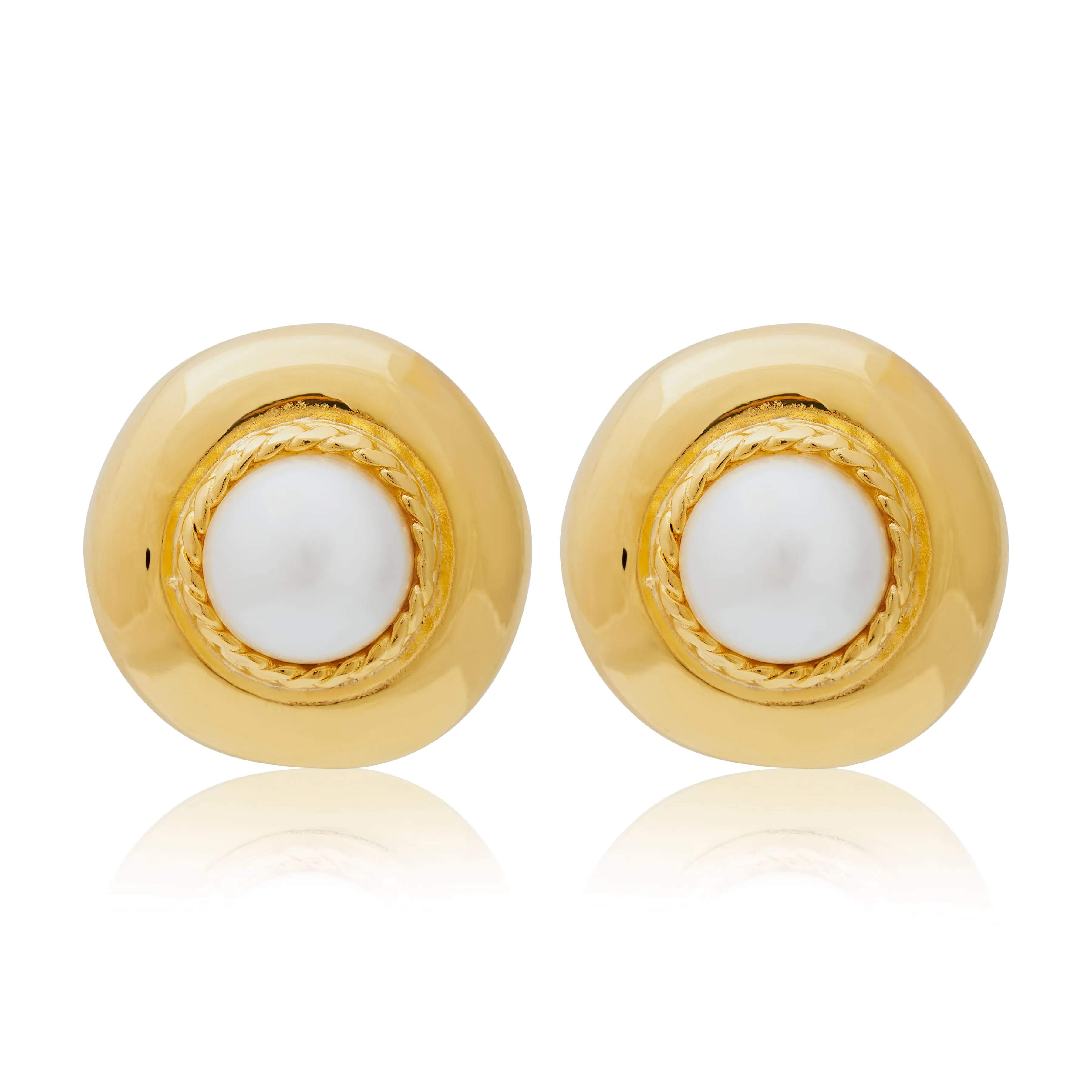 Pearl Center Clip Earrings sold by Kenneth Jay Lane