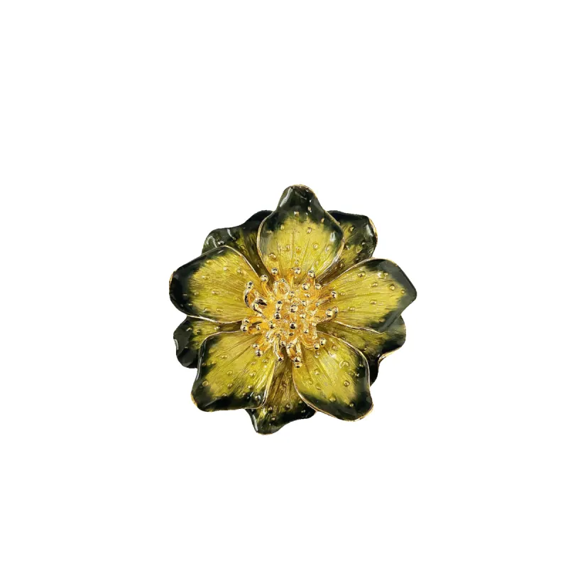 Green Enamel Flower Pin sold by Kenneth Jay Lane