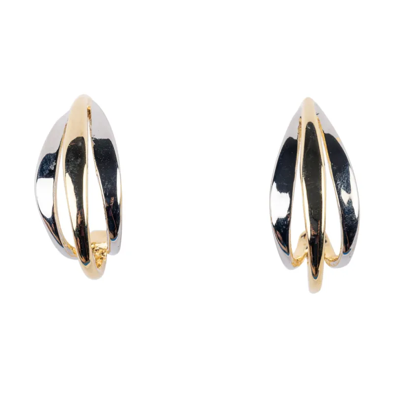 Gold and Silver Half Hoop Earring sold by Kenneth Jay Lane