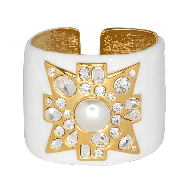 White Maltese Cross Cuff sold by Kenneth Jay Lane