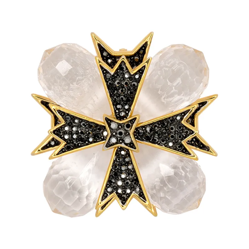 Gold Cross Clear Pin sold by Kenneth Jay Lane