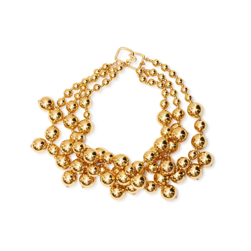 Triple Row Polished Gold Bead Necklace sold by Kenneth Jay Lane