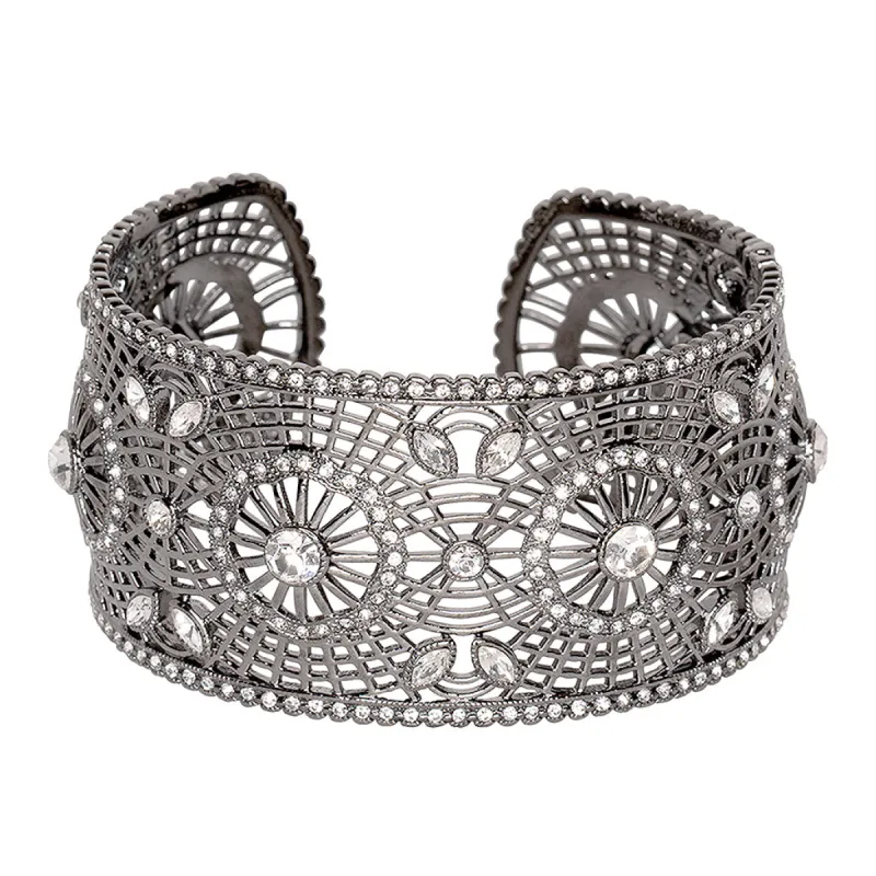 Multi Crystal Cuff Bracelet sold by Kenneth Jay Lane