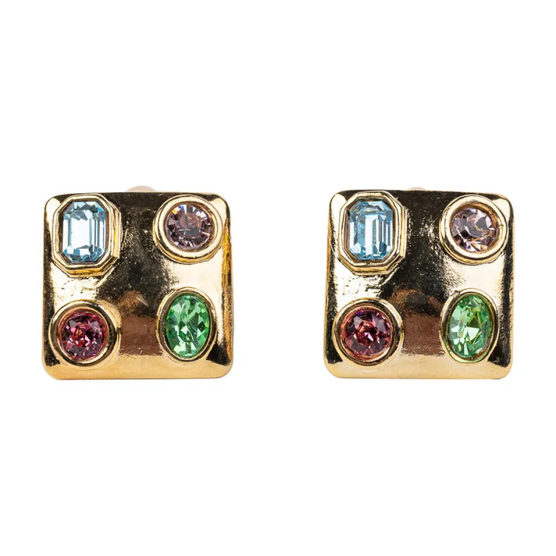 Pastel Multicolored Square Clip-On Earrings sold by Kenneth Jay Lane