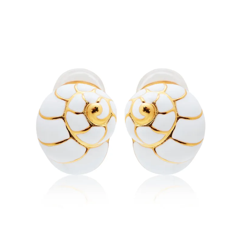 Gold and White Shell Clip Earring sold by Kenneth Jay Lane