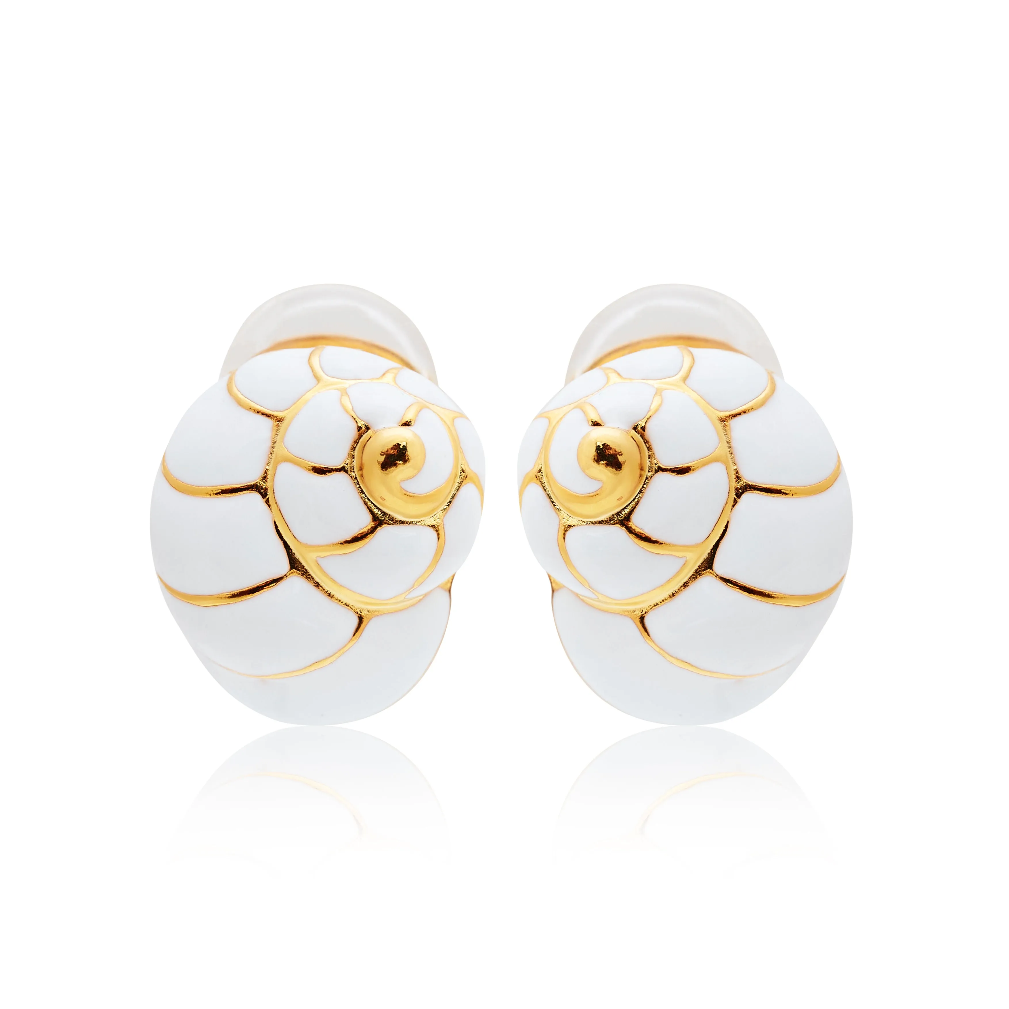Gold and White Shell Clip Earring sold by Kenneth Jay Lane