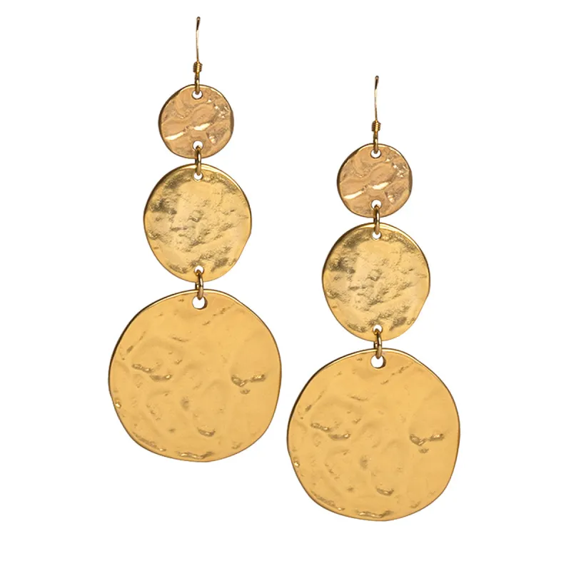 Satin Gold 3 Coin Drop Earrings sold by Kenneth Jay Lane