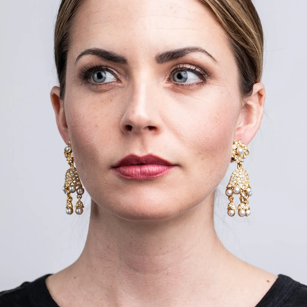 Gold And Pearl Drop Clip Earrings sold by Kenneth Jay Lane product image thumbnail 2