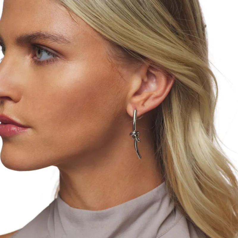 Silver Knot Drop Post Earring sold by Kenneth Jay Lane