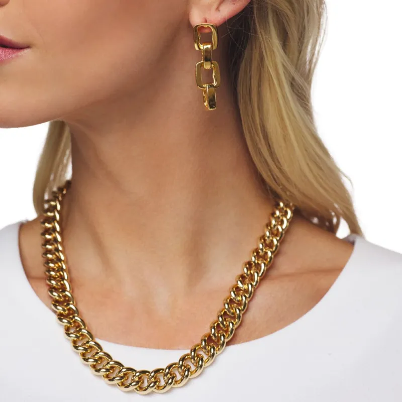 Polished Gold 4 Link Post Earring sold by Kenneth Jay Lane