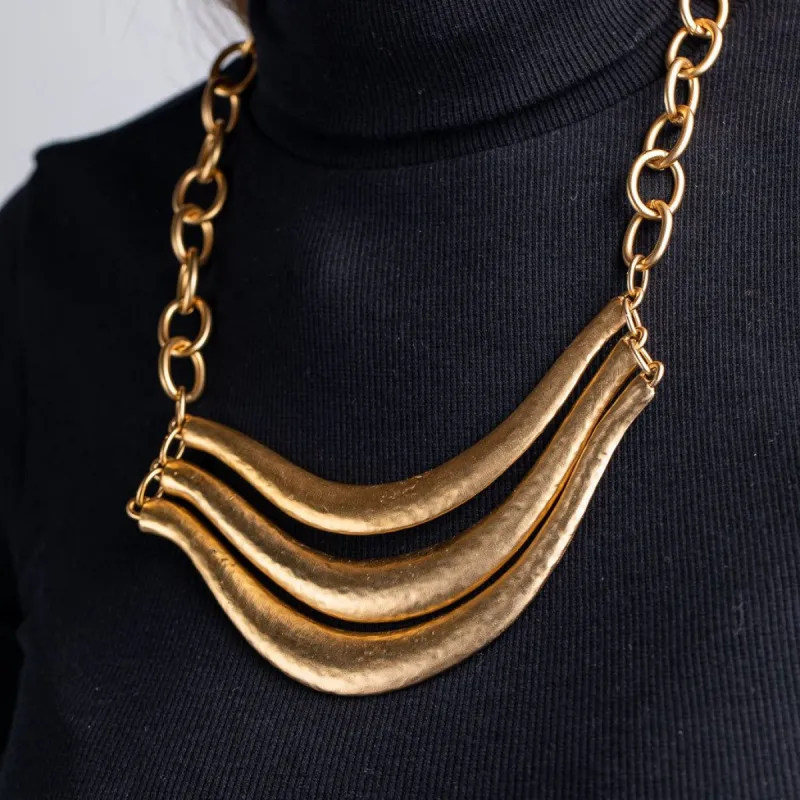 3 Row Satin Gold Chain Bib Necklace sold by Kenneth Jay Lane