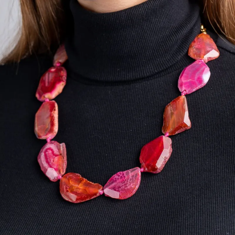 Rose Pink Stone Station Necklace sold by Kenneth Jay Lane